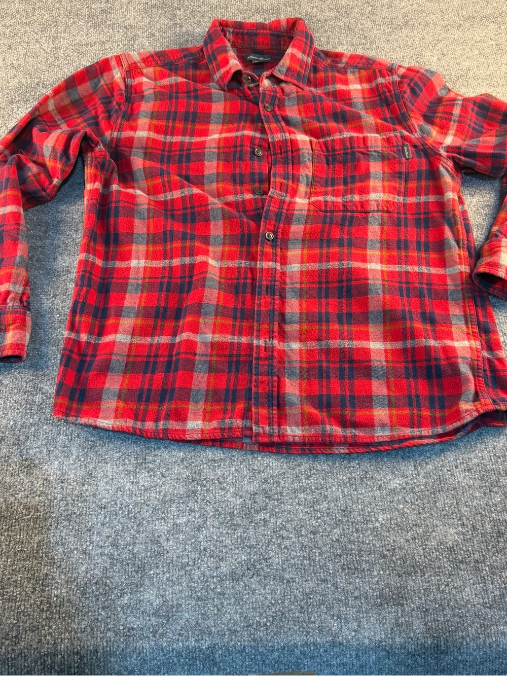 Eddie Bauer Flannel Shirt Men’s Large Red Plaid 🍂